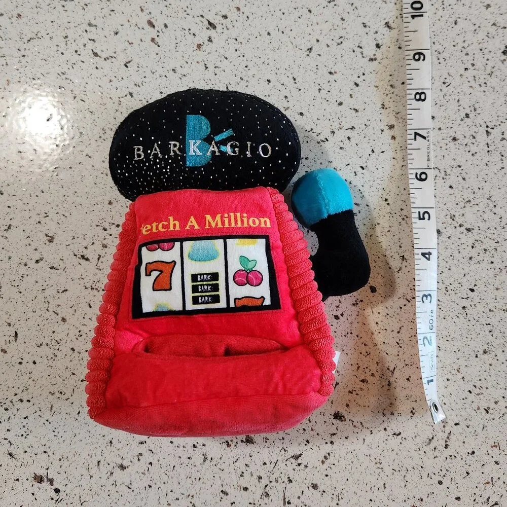 Bark Barkagio Slot Muttchine Machine Casino Squeaky Crinkle Plush Dog Toy sz M/L